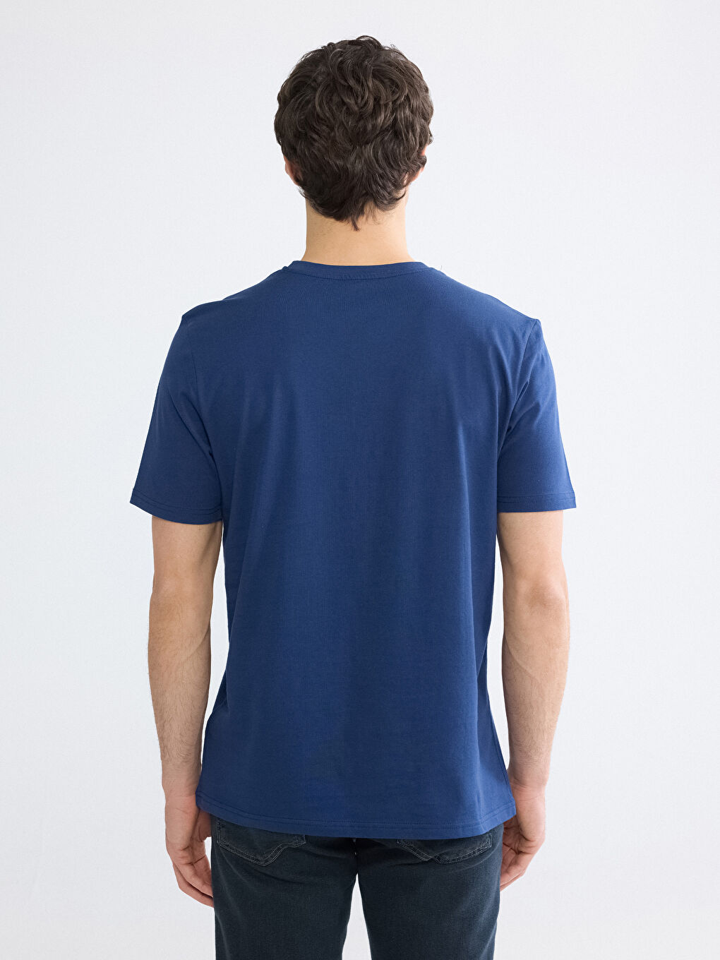 Plus Size Crew Neck Printed Cotton Men's T-Shirt-3