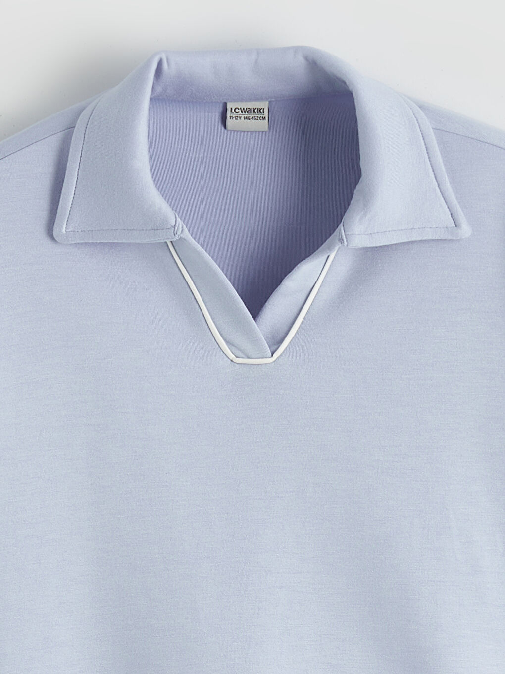 Mavi Polo Yaka Metal Detaylı Kız Çocuk Sweatshirt-2