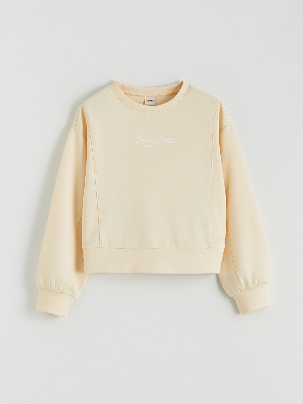 Sarı Bisiklet Yaka Kız Çocuk Sweatshirt ve Eşofman Altı-1