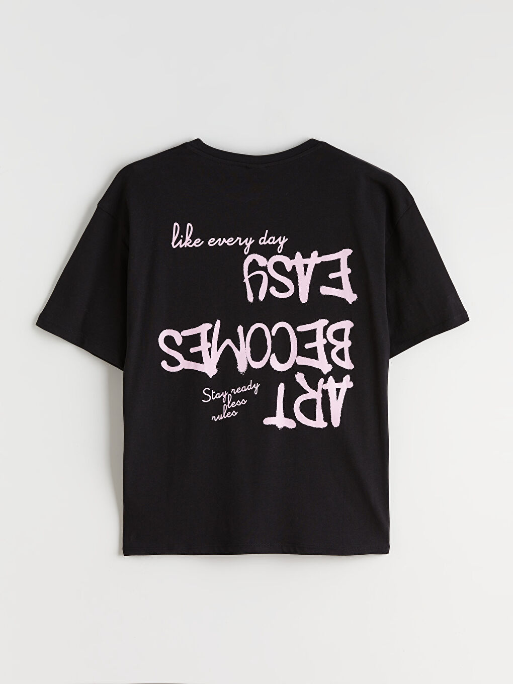 Siyah Baskılı Kız Çocuk Tişört-2