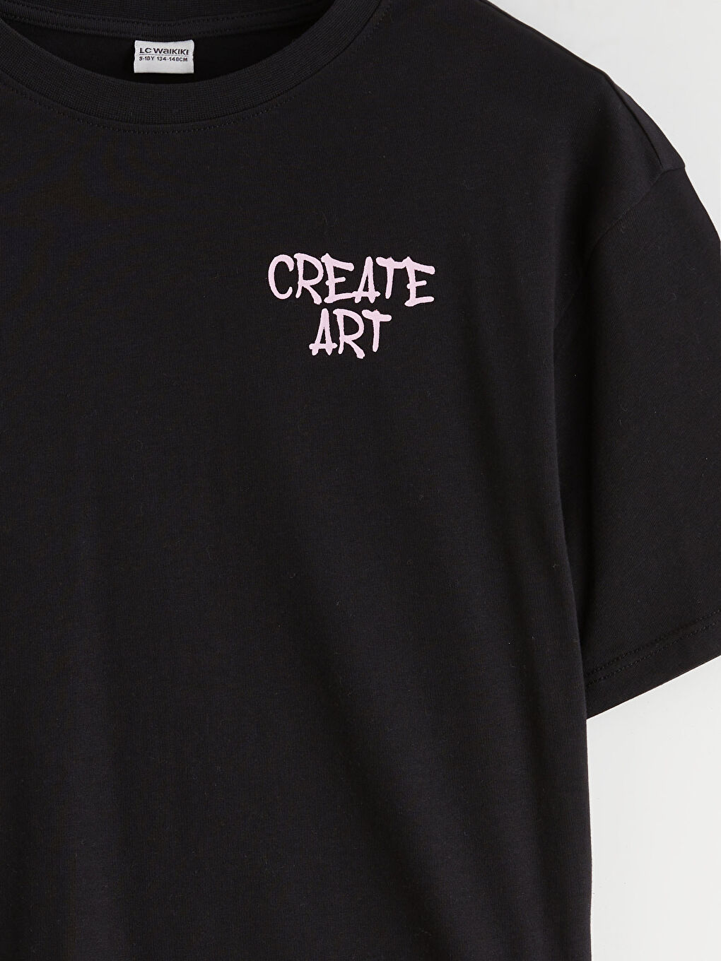 Siyah Baskılı Kız Çocuk Tişört-3