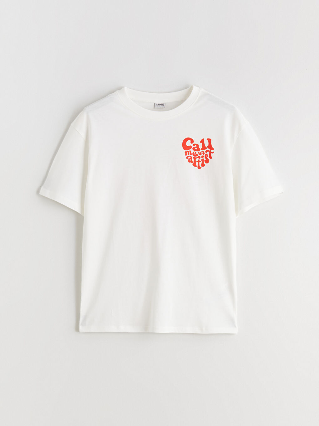 Ekru Baskılı Kız Çocuk Tişört-1