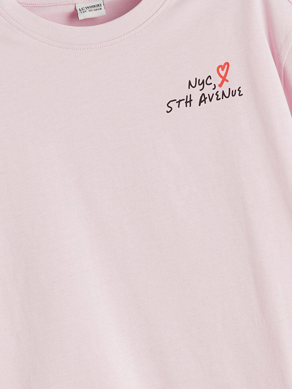 Pembe NYC Yazı Baskılı Kız Çocuk Tişört-2