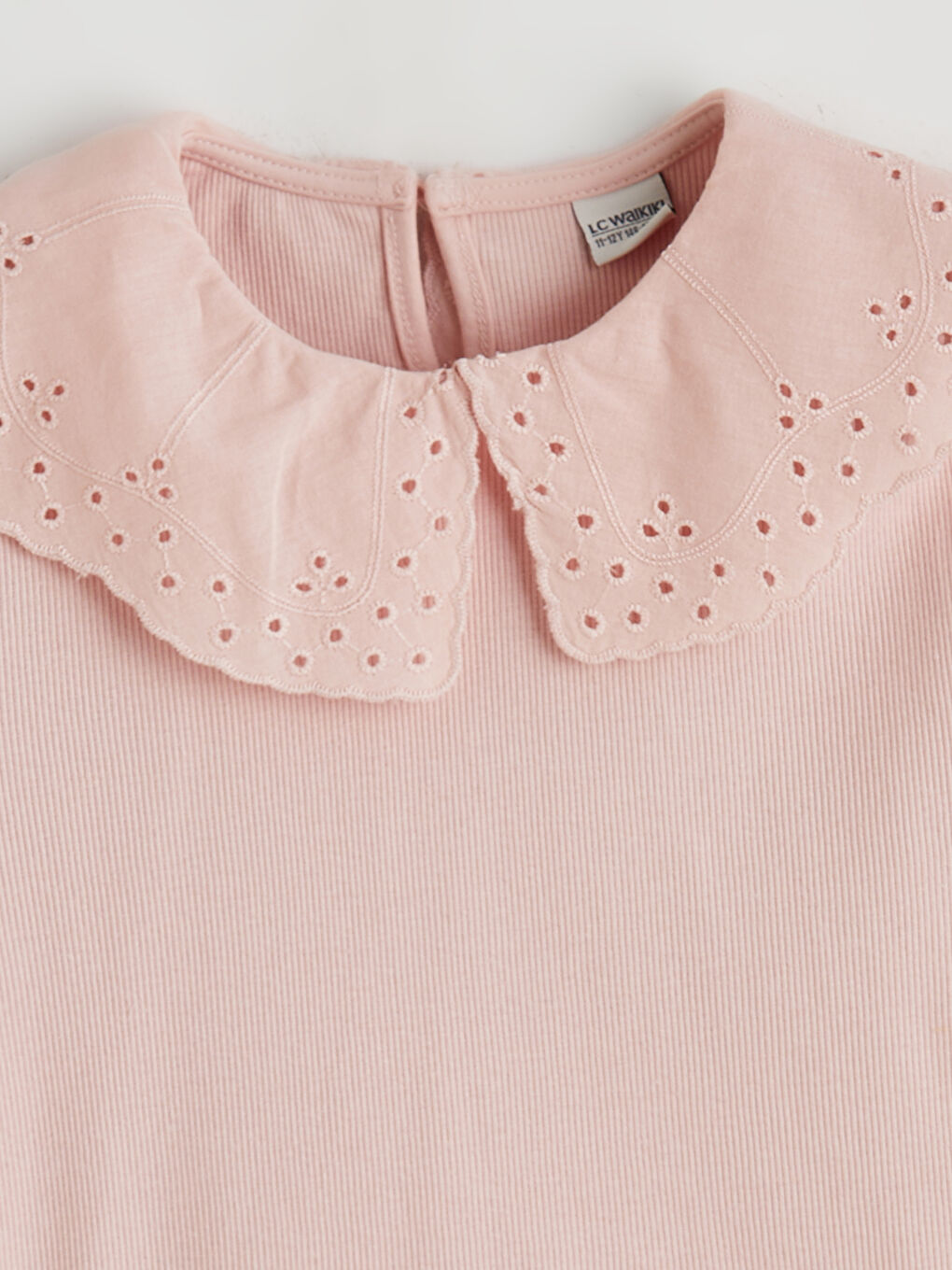 Pembe Bebe Yaka Fisto Detaylı Kız Çocuk Tişört-1