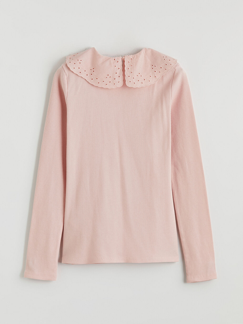 Pembe Bebe Yaka Fisto Detaylı Kız Çocuk Tişört-2