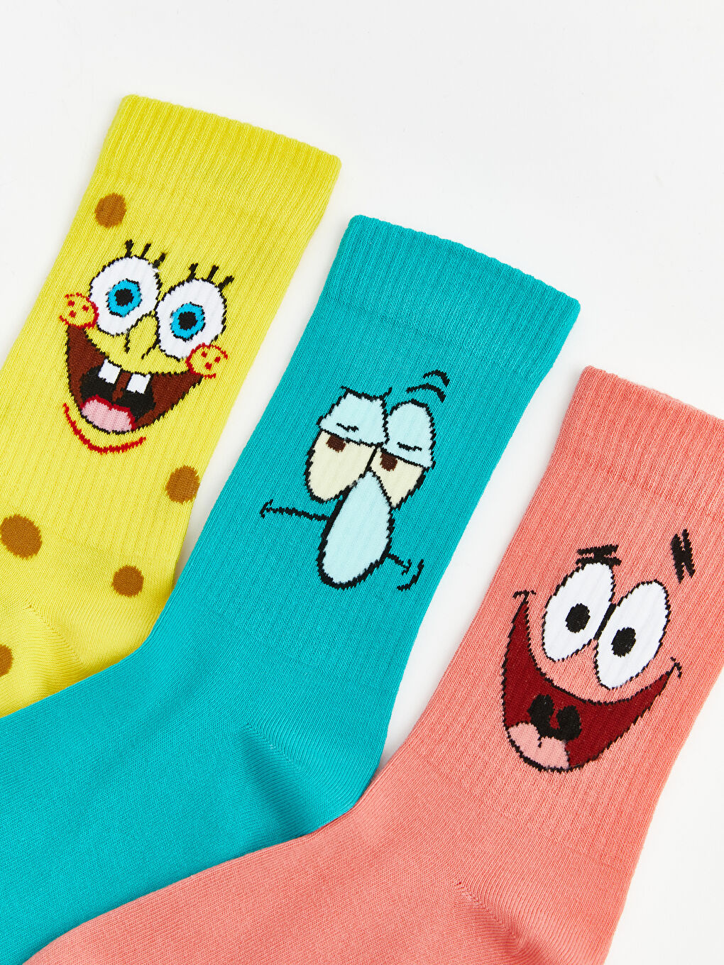 Karışık Sünger Bob Baskılı Erkek Soket Çorap 3'lü-1