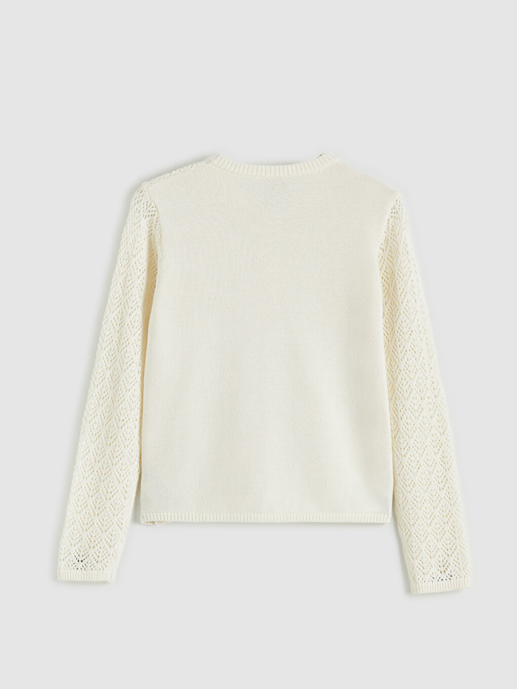 Crew Neck Openwork Girls' Knit Cardigan-4