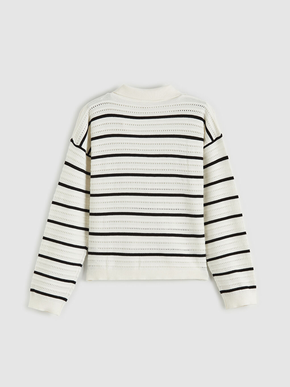 Striped Polo Neck Sweater for Girls-1