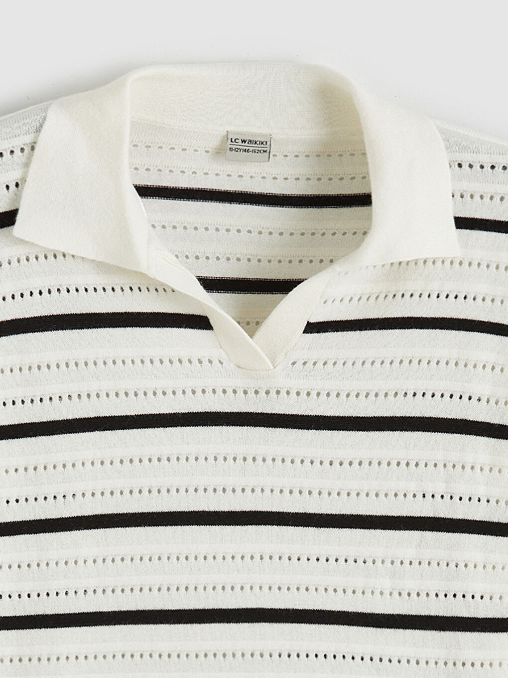 Striped Polo Neck Sweater for Girls-2