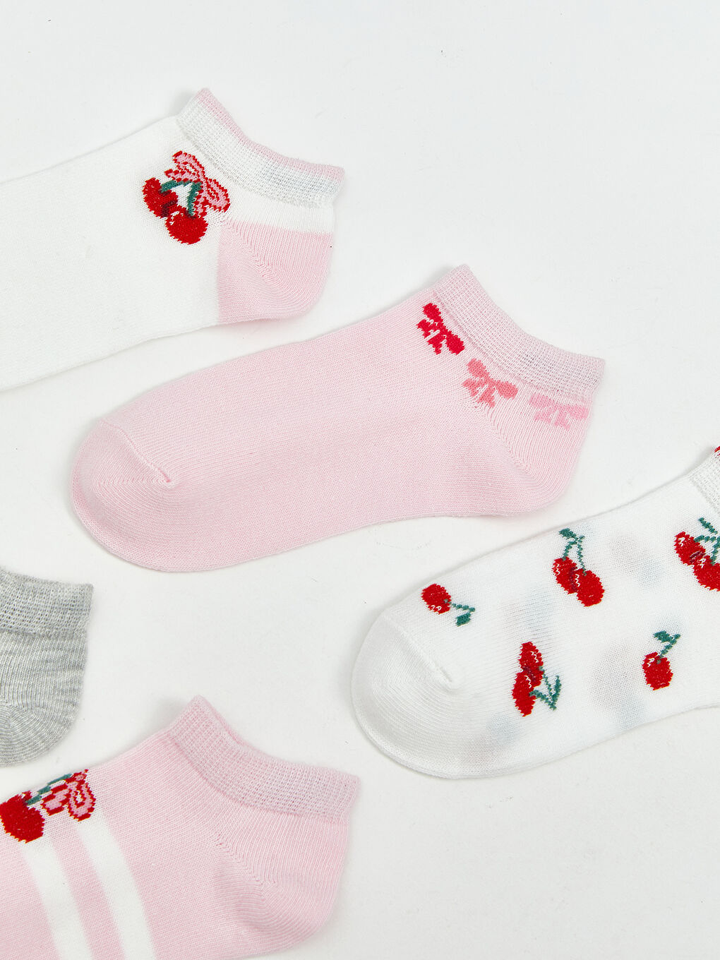 Patterned Girls' Trainer Socks 5 Pack-6