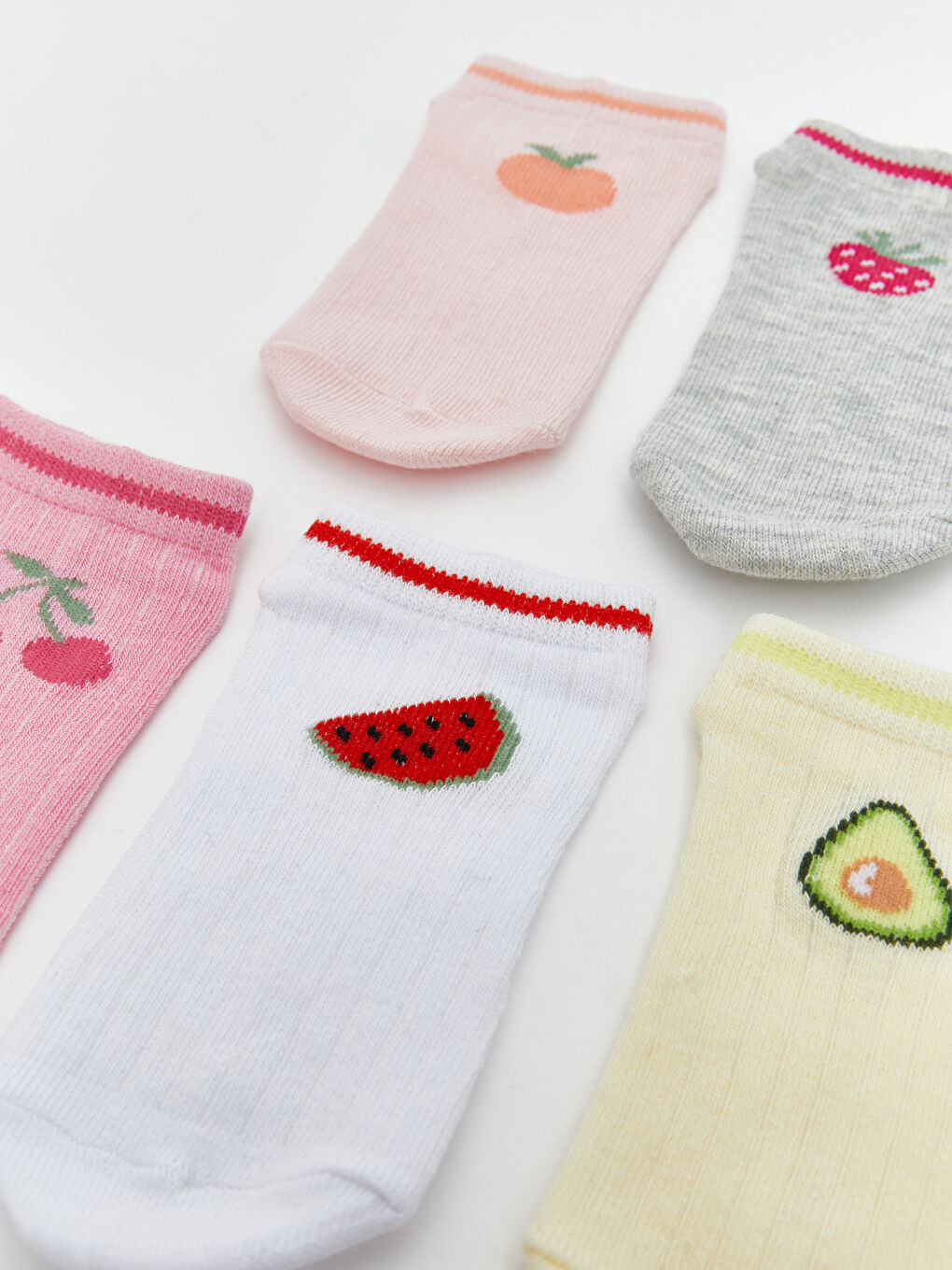 Patterned Girls' Trainer Socks 5 Pack-1