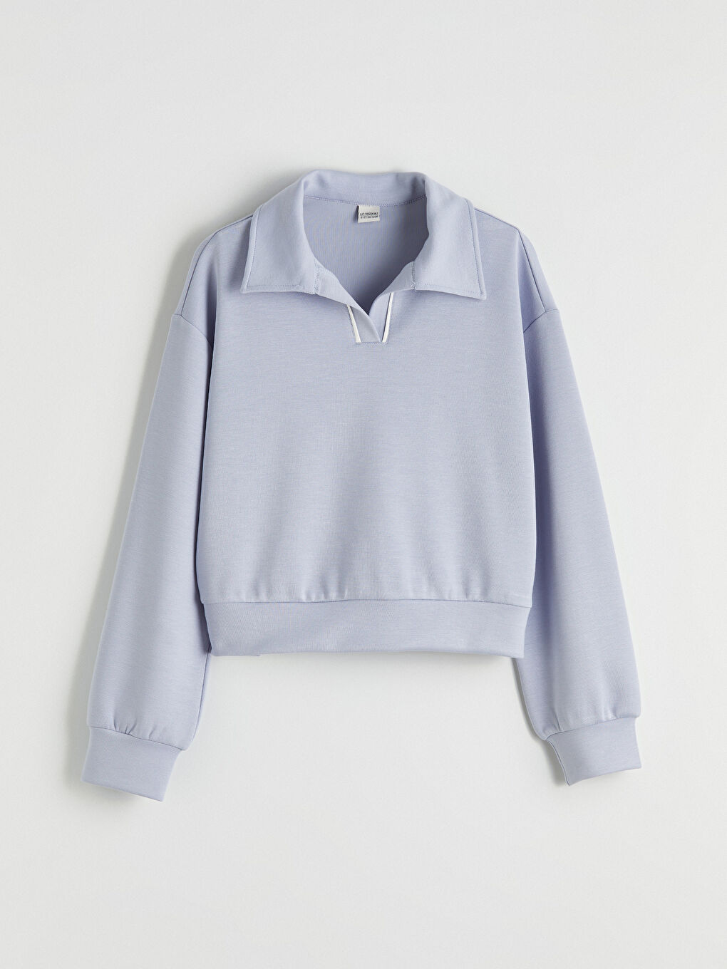 Lila Polo Yaka Kız Çocuk Soft Touch Sweatshirt ve Eşofman Altı-1