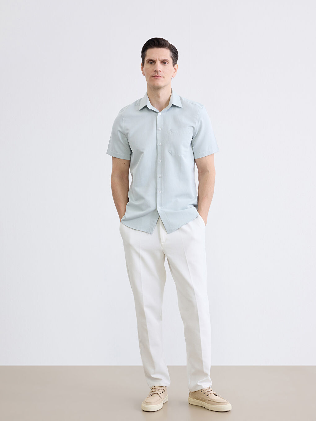 Yeşil Regular Fit Desenli Erkek Gömlek-1