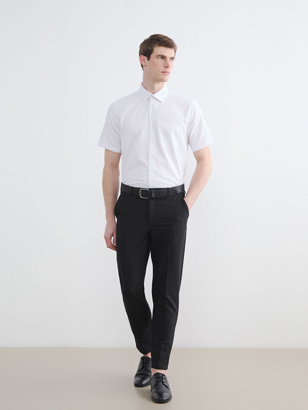 Beyaz Regular Fit Desenli Erkek Gömlek-1