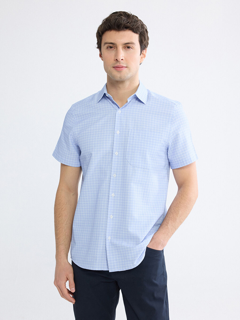 Mavi Regular Fit Ekose Erkek Gömlek