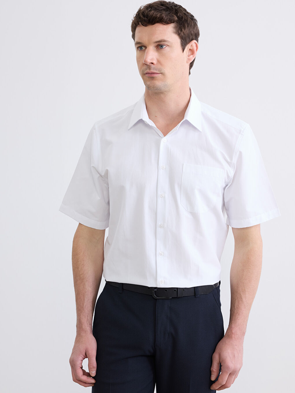 Beyaz Kısa Kollu Regular Fit Erkek Gömlek