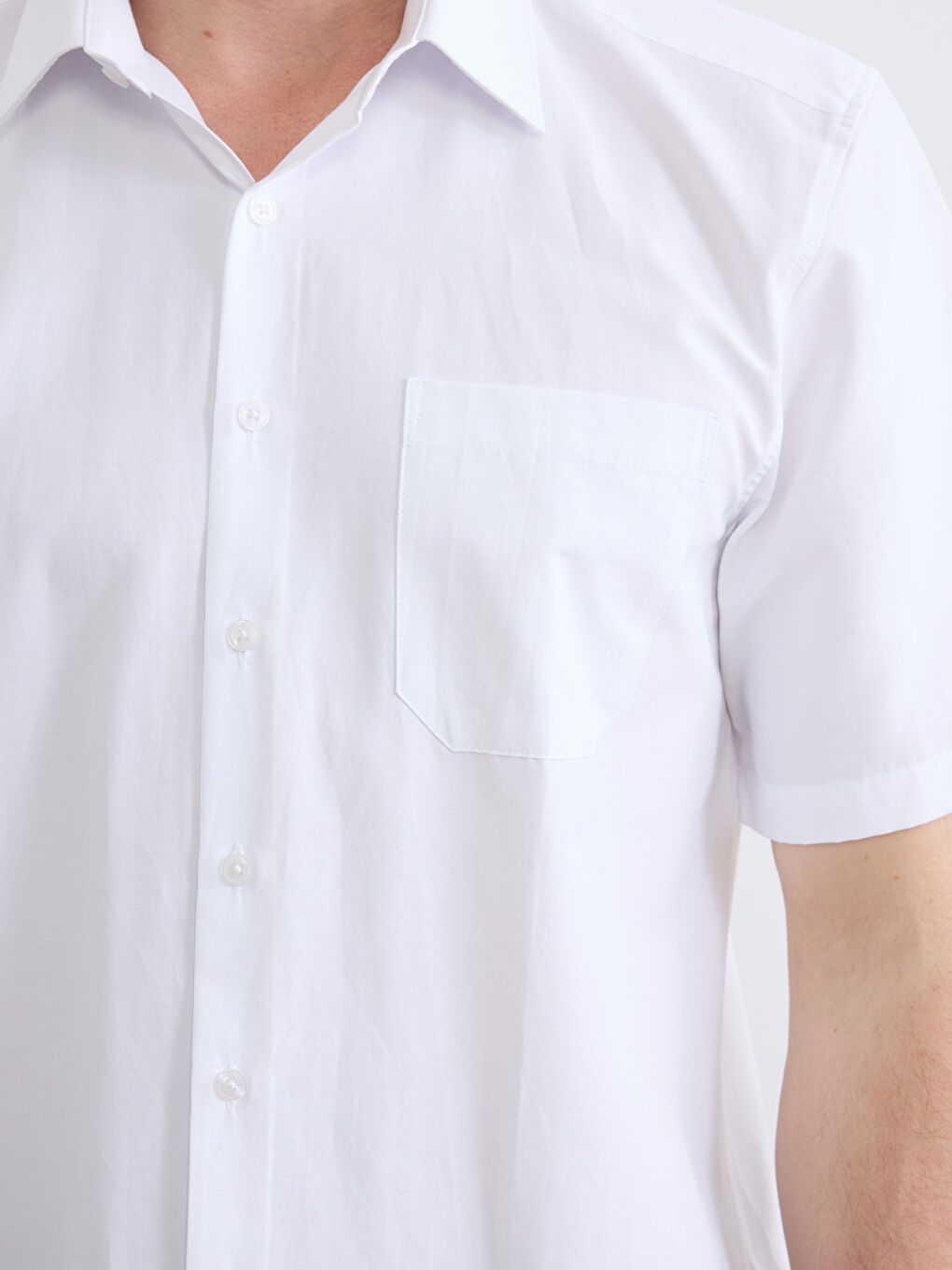 Beyaz Kısa Kollu Regular Fit Erkek Gömlek-2
