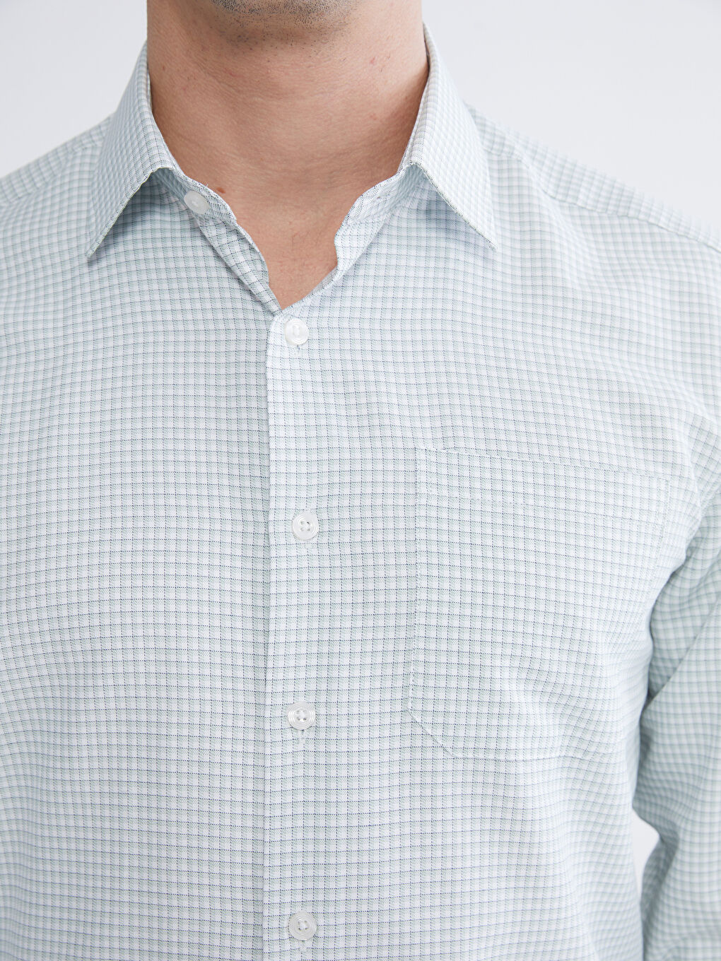 Yeşil Ekose Desenli Regular Fit Erkek Gömlek-5