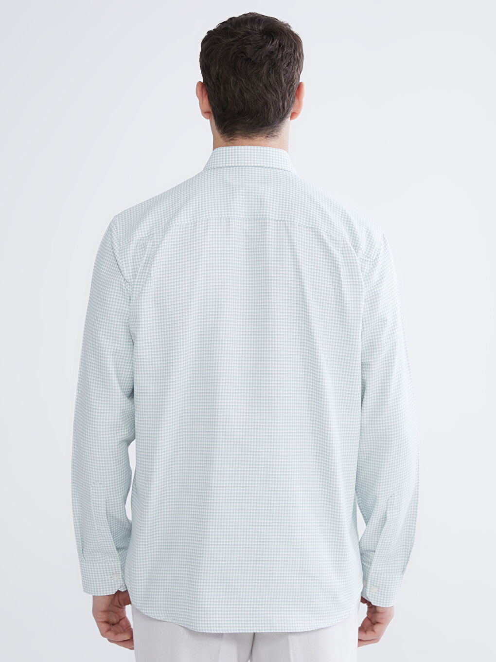 Yeşil Ekose Desenli Regular Fit Erkek Gömlek-6