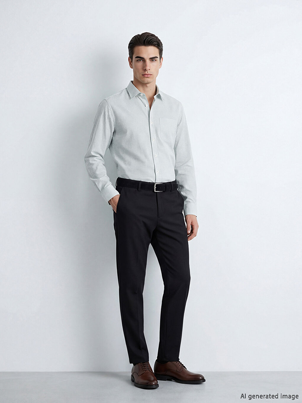 Yeşil Ekose Desenli Regular Fit Erkek Gömlek-2