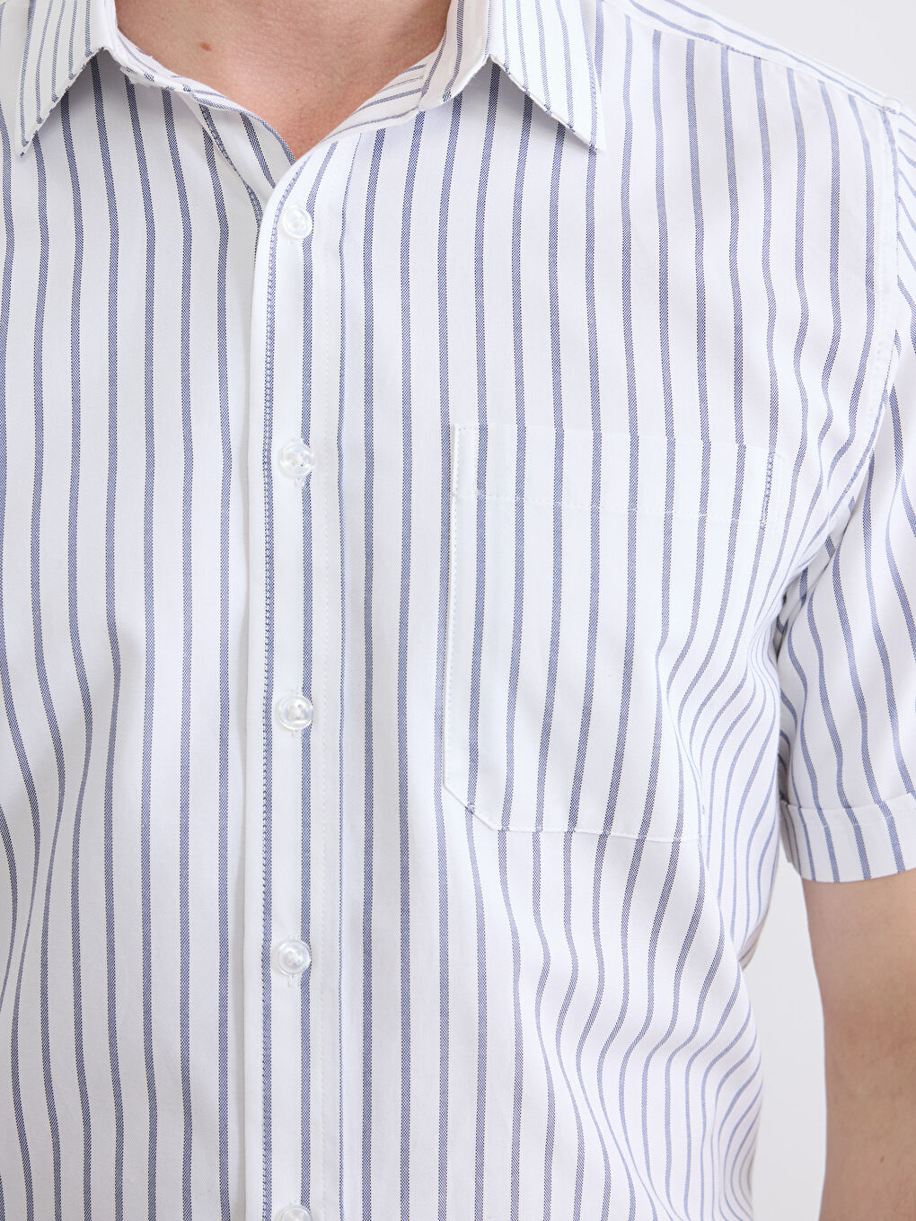 Beyaz Regular Fit Çizgili Erkek Gömlek	-2