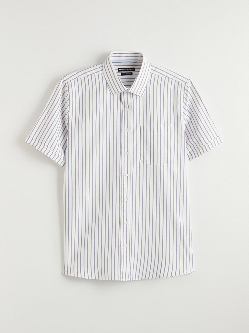 Beyaz Regular Fit Çizgili Erkek Gömlek	-4