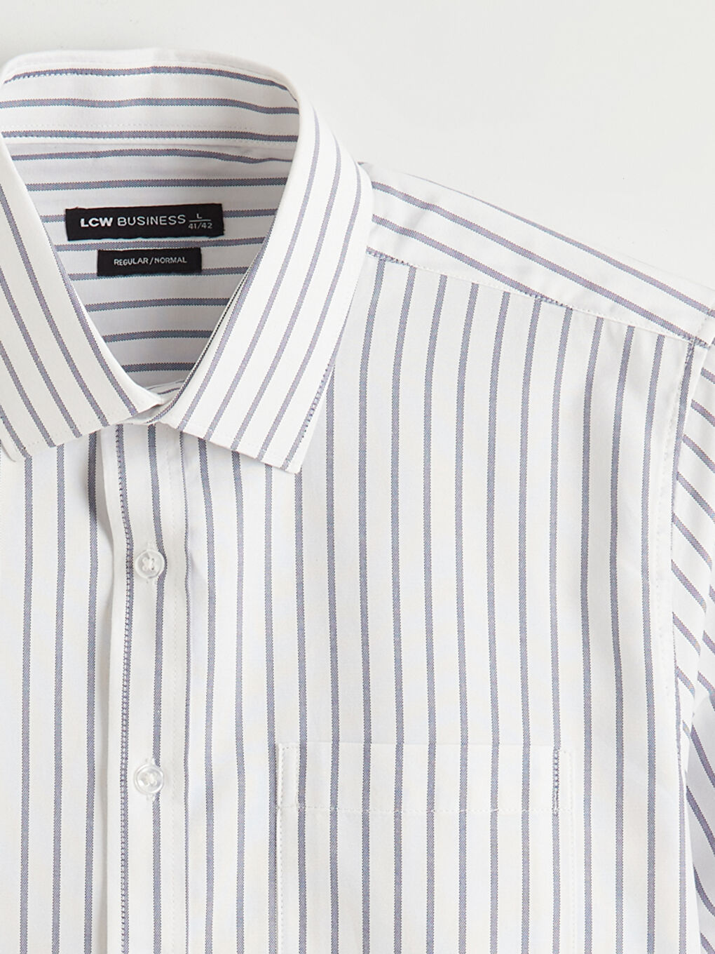 Beyaz Regular Fit Çizgili Erkek Gömlek	-5