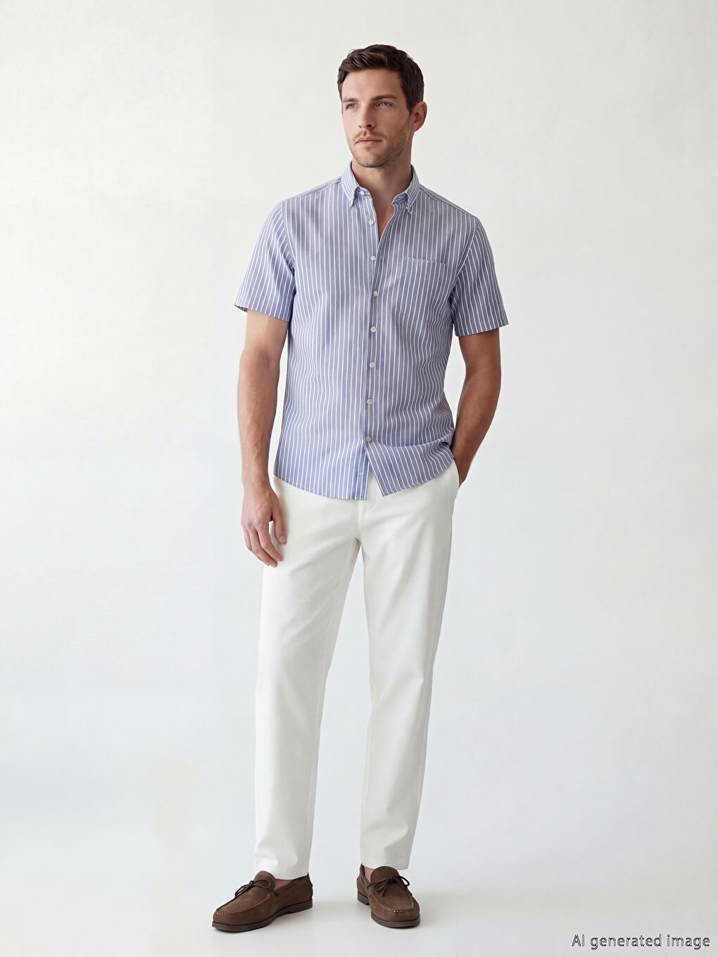 Mavi Regular Fit Çizgili Erkek Gömlek	-1