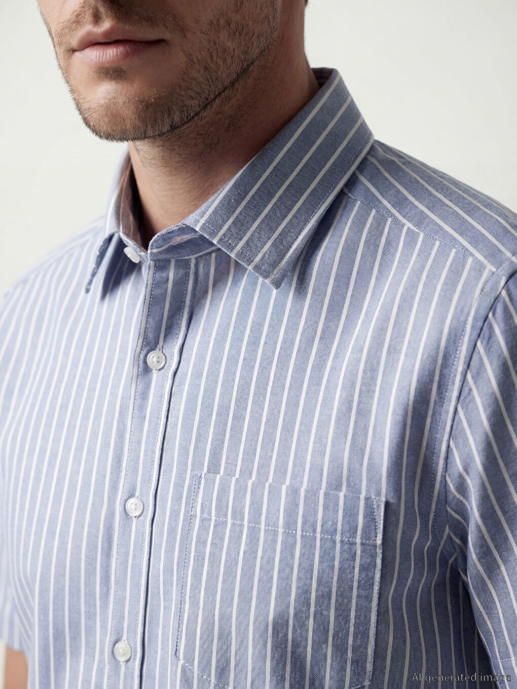 Mavi Regular Fit Çizgili Erkek Gömlek	-2