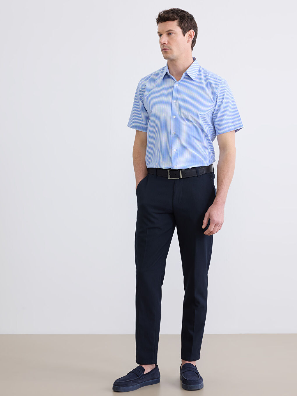 Риза с редовна кройка на райета за мъже-1