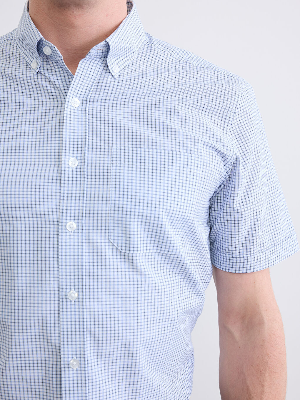 Κανονική εφαρμογή Καρό Ποπλίνα Πουκάμισο για άνδρες-2