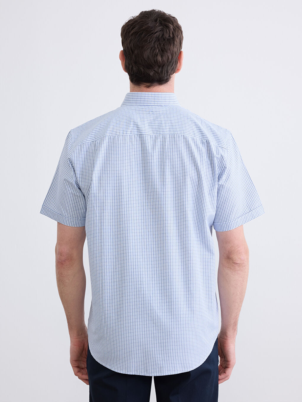 Κανονική εφαρμογή Καρό Ποπλίνα Πουκάμισο για άνδρες-3