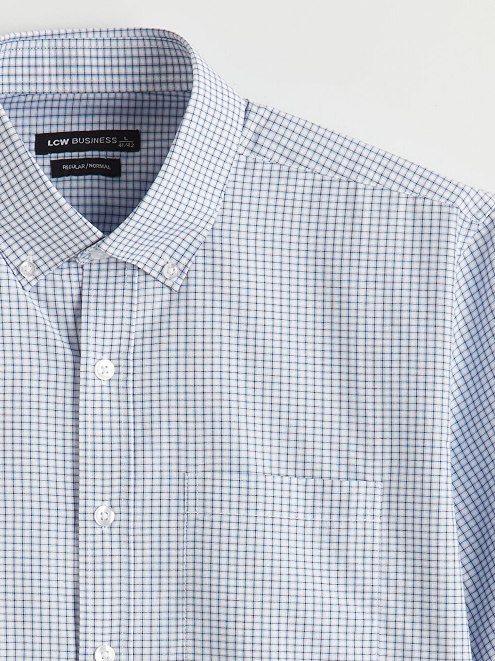 Κανονική εφαρμογή Καρό Ποπλίνα Πουκάμισο για άνδρες-5