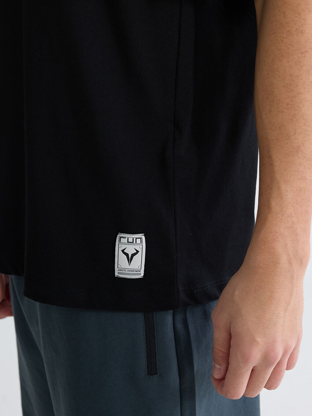 Siyah Bisiklet Yaka Erkek Spor Tişört-2