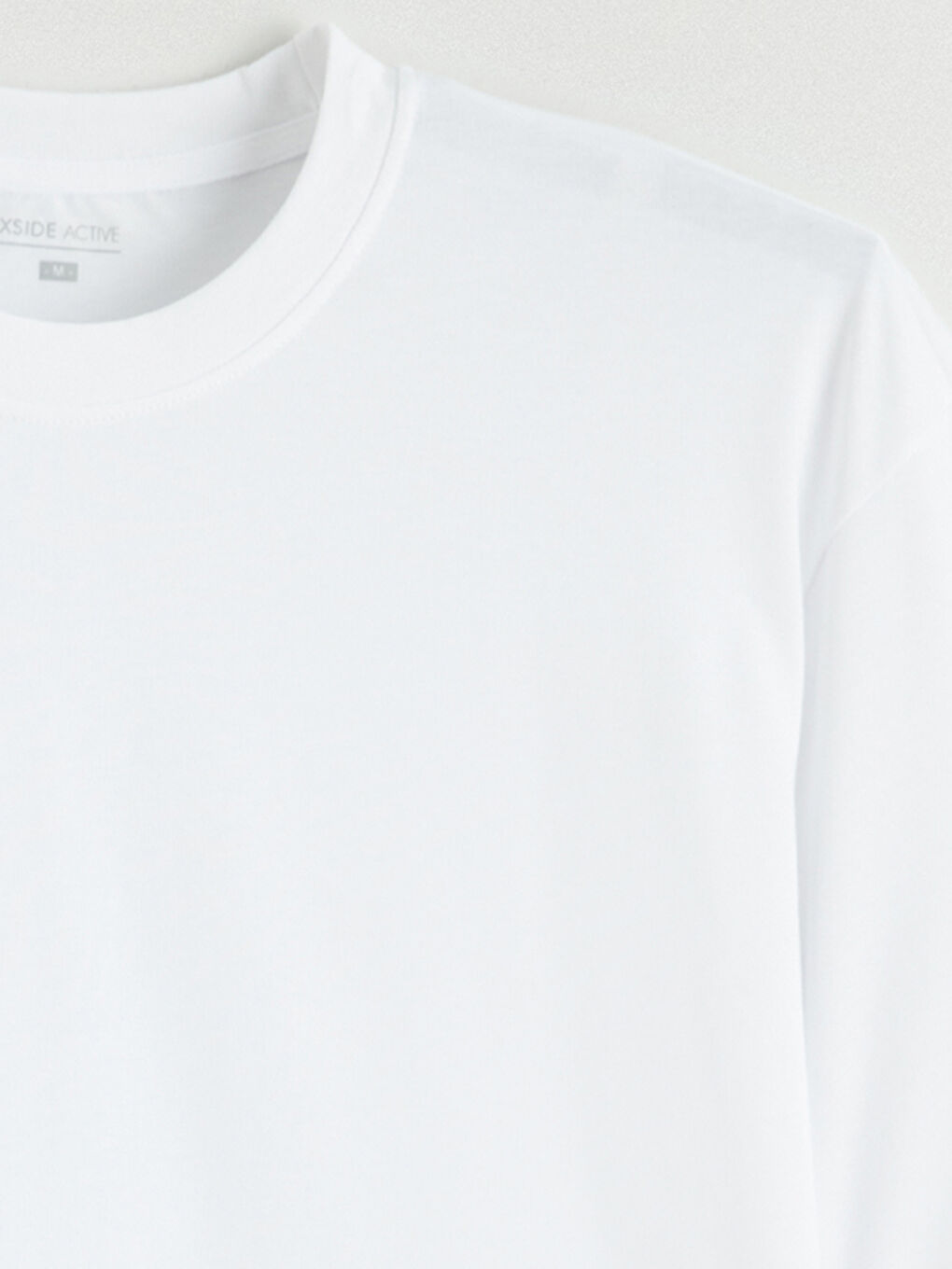 Beyaz Bisiklet Yaka Erkek Spor Tişört-5