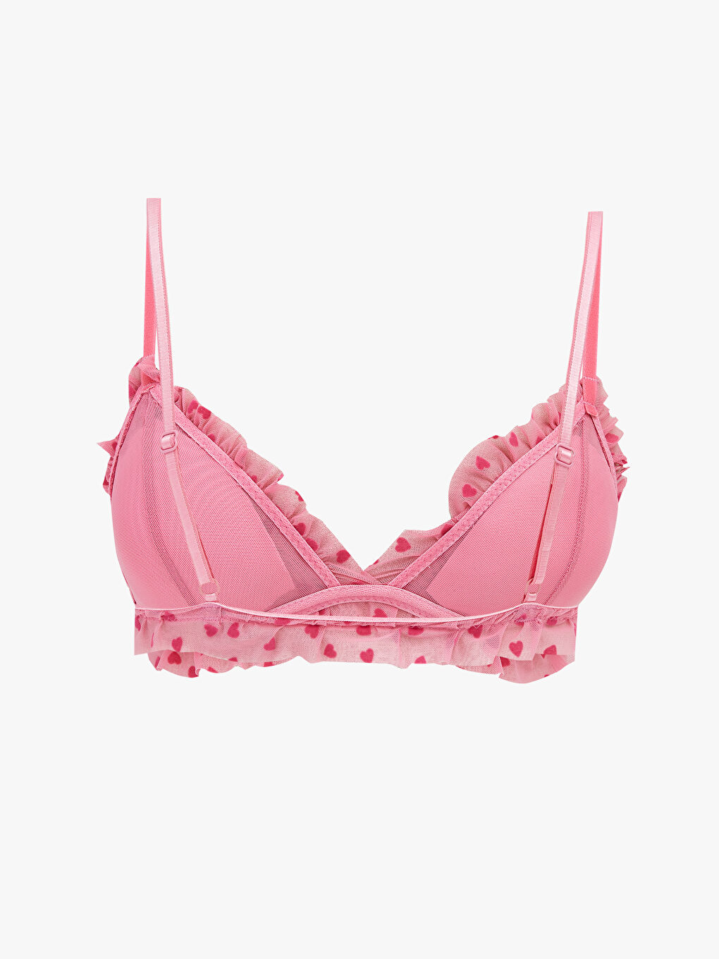 Pembe Balensiz Dolgusuz Fırfırlı Kalp Desenli Bralet	-1