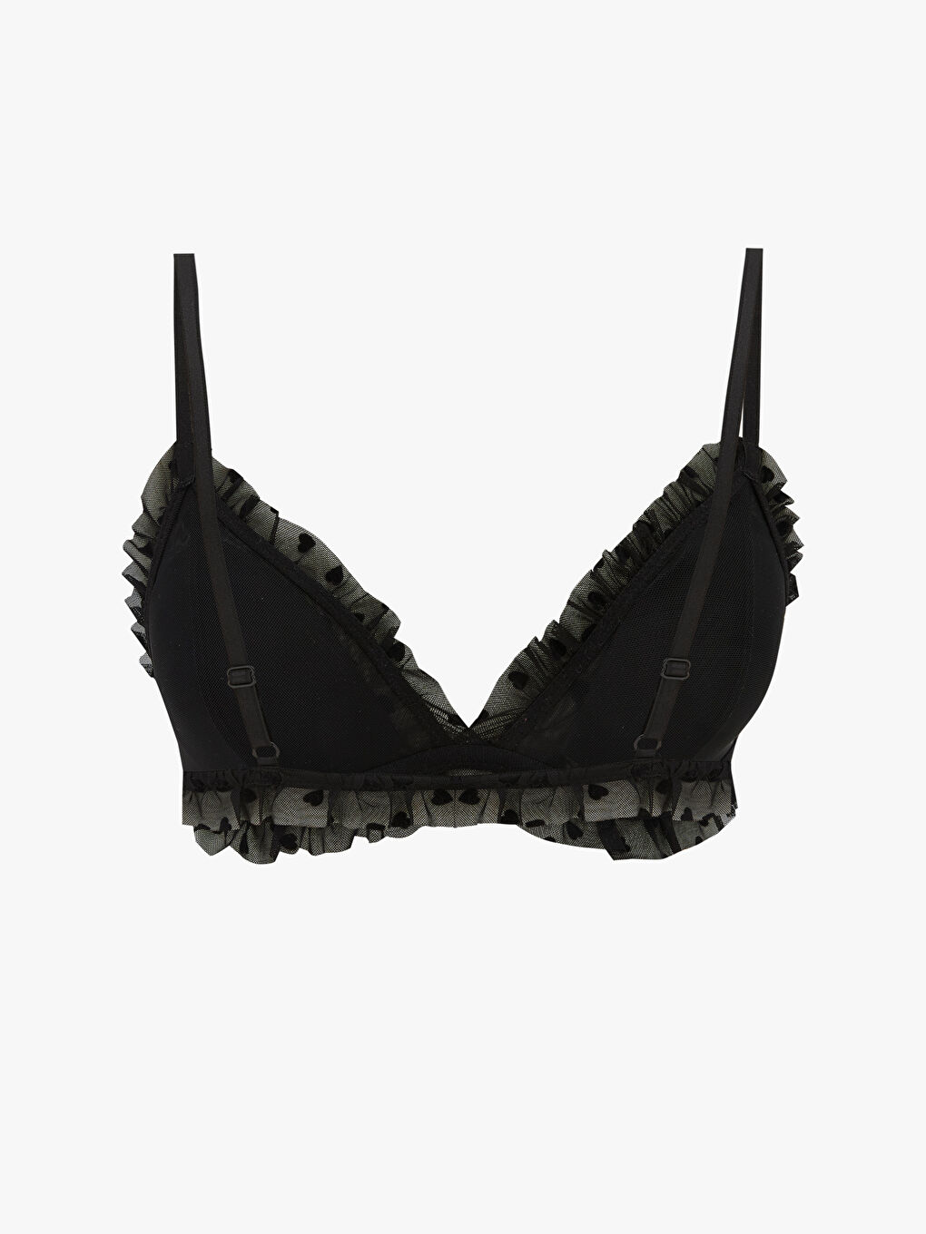 Siyah Balensiz Dolgusuz Fırfırlı Kalp Desenli Bralet	-1