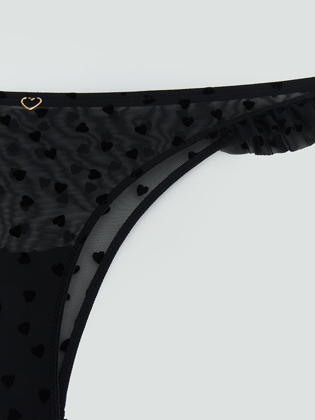 Siyah Kalp Desenli Brazilian Külot-2