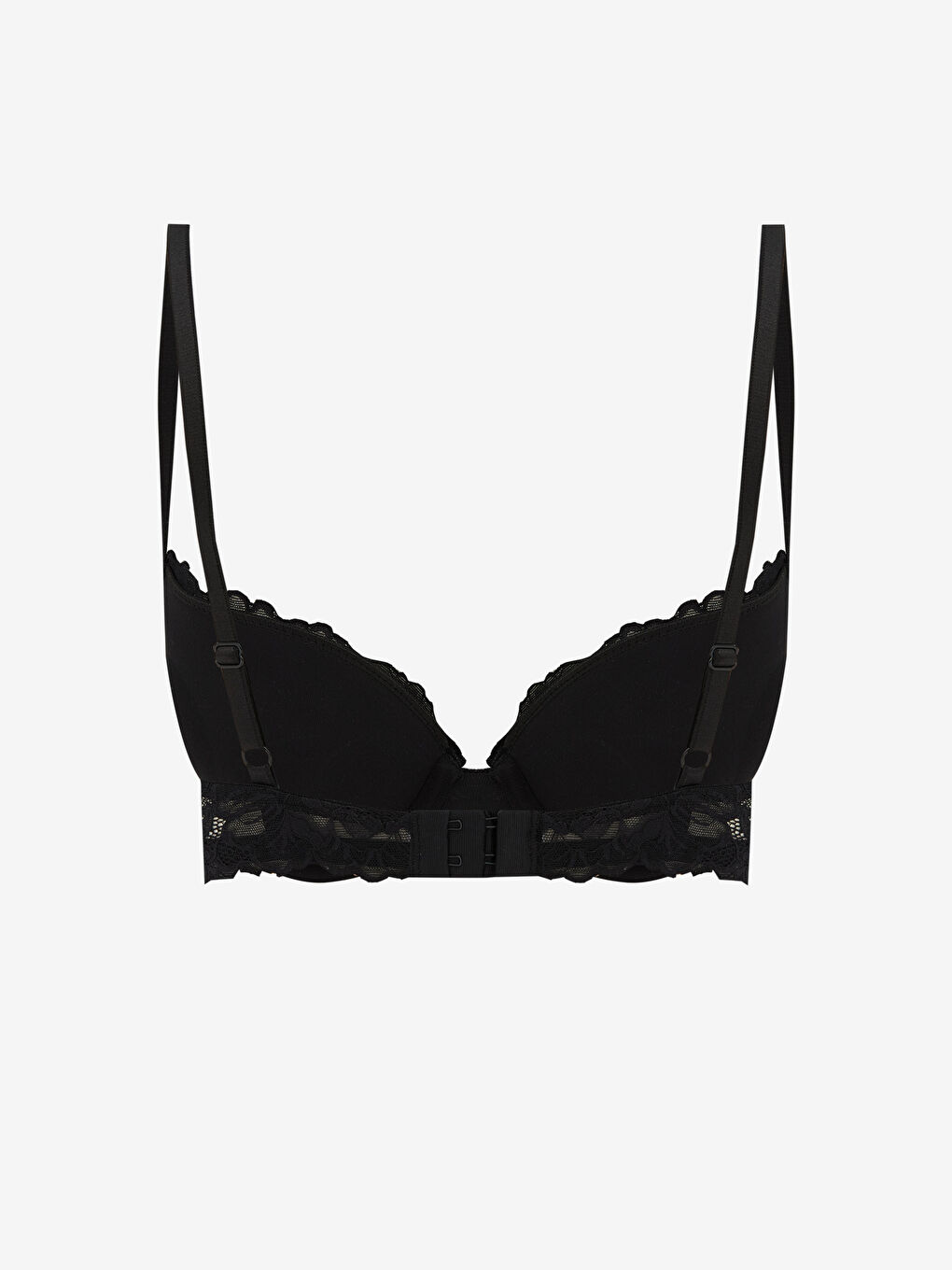 Siyah Balenli Dolgulu Dantelli Tişört Sütyen	-1