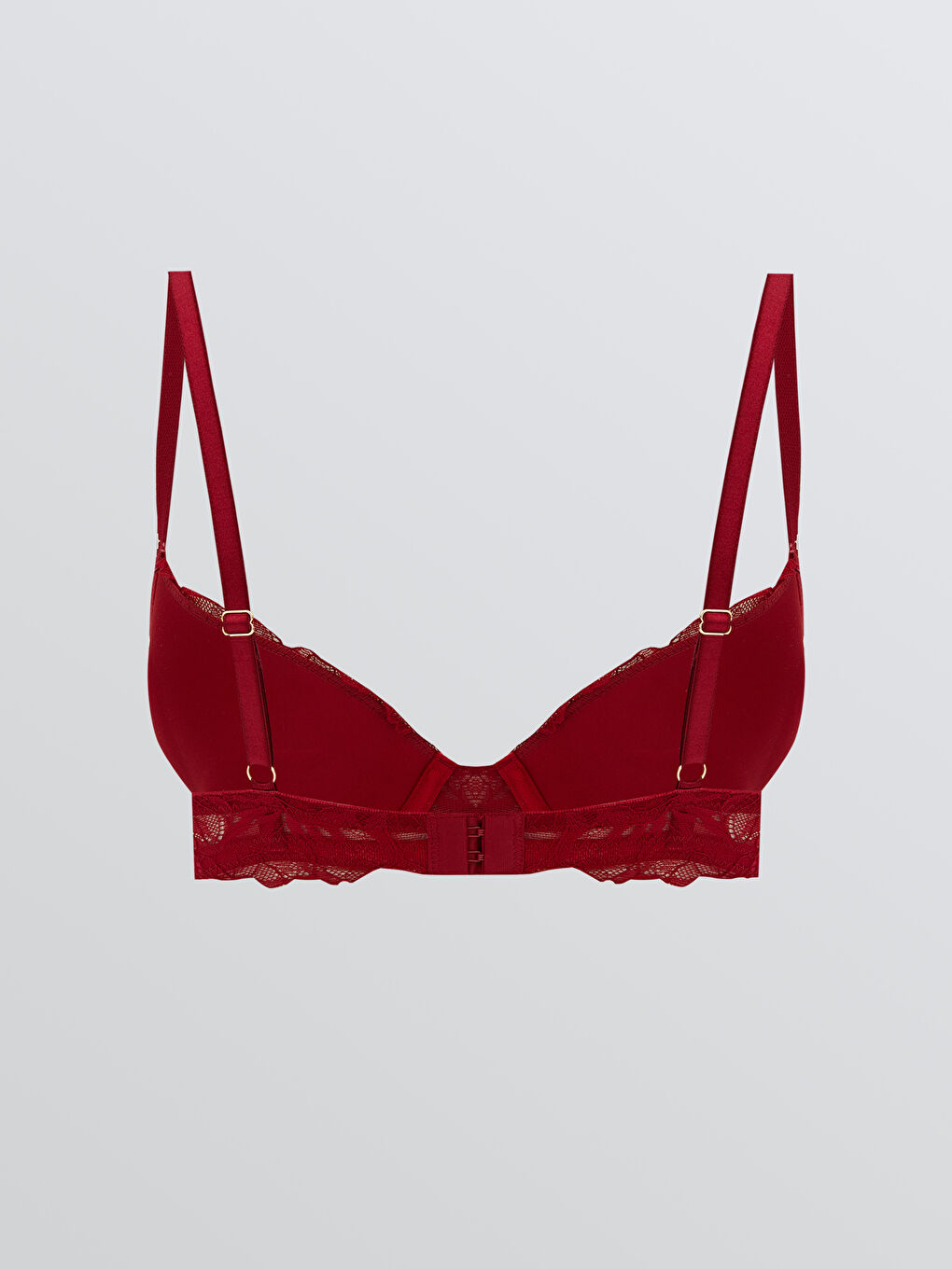 Bordo Balenli Dolgulu Dantelli Tişört Sütyen	-1