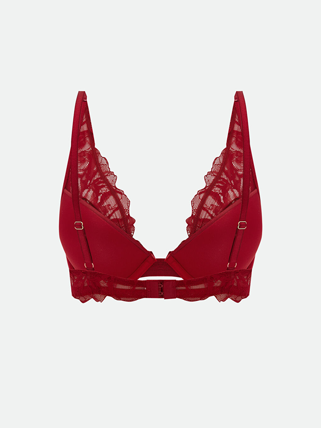 Bordo Balenli Dolgusuz Dantelli Tişört Sütyen-1