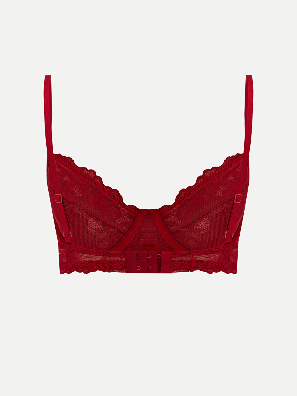 Bordo Balenli Dolgusuz Dantelli Tişört Sütyen-1