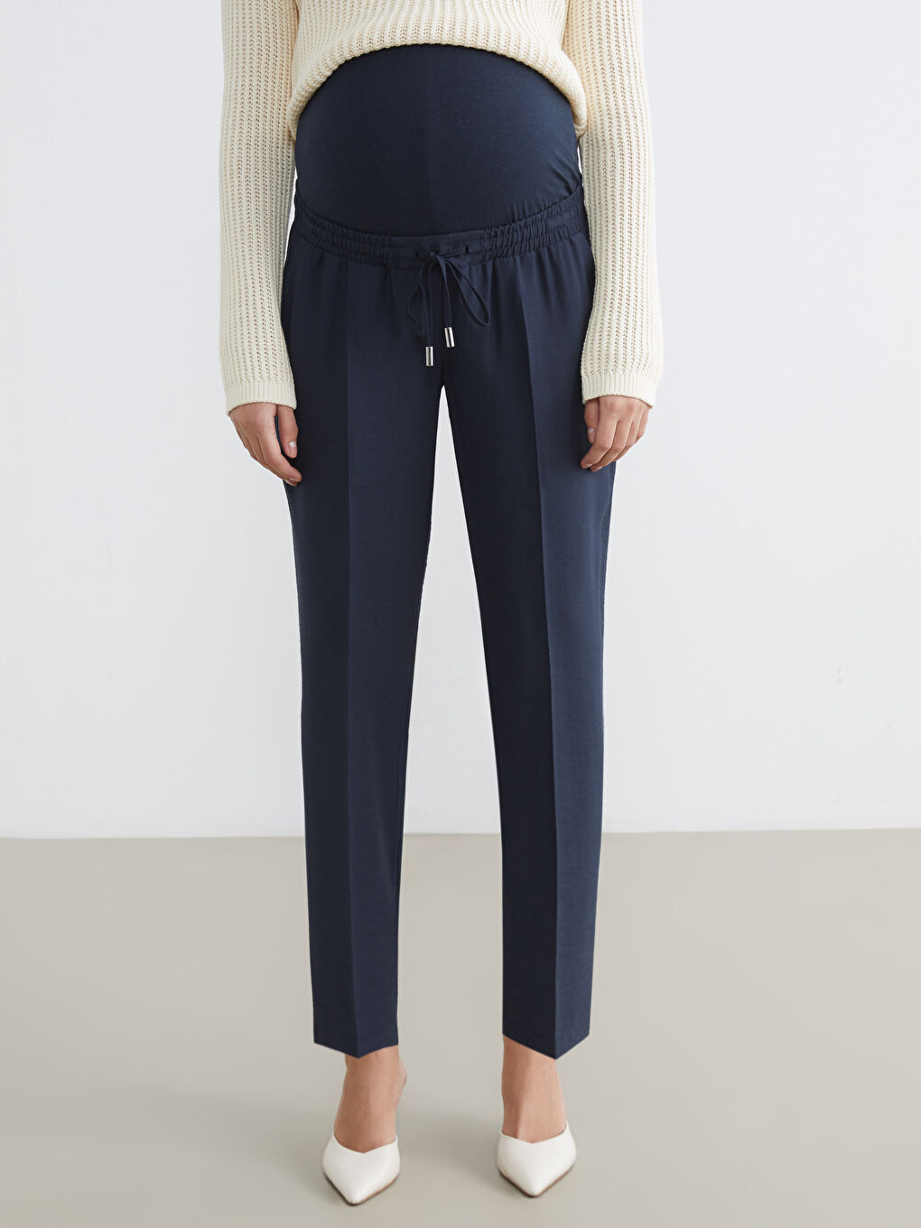 Pantaloni Femei Croială Carrot cu Talie Elastică-1