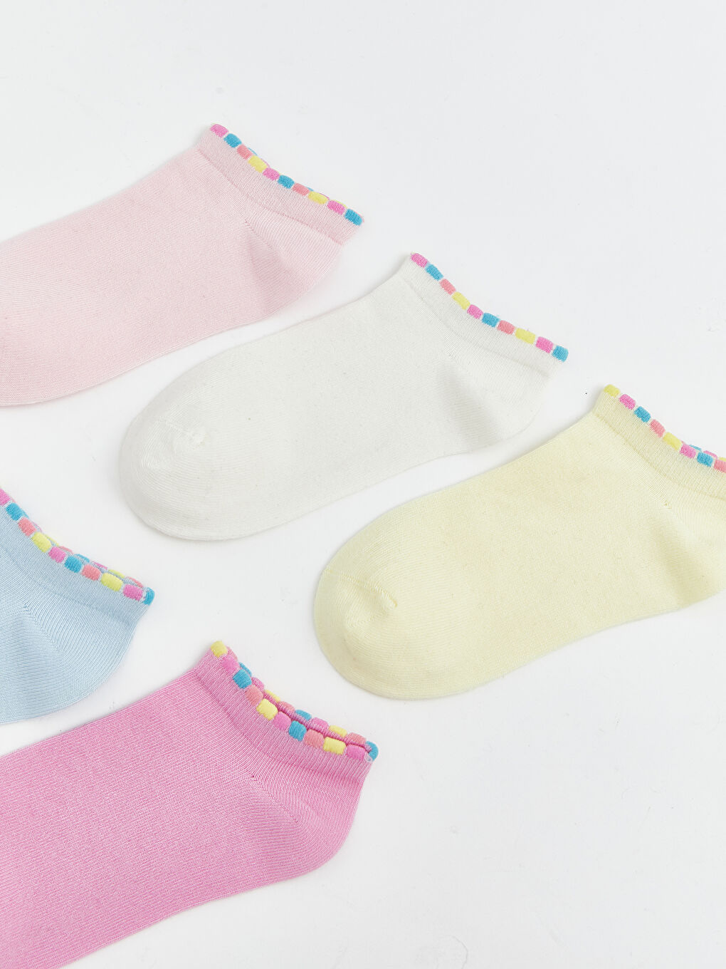 Pembe Kız Çocuk Patik Çorap 5'li-1