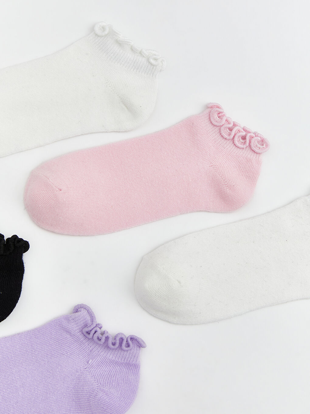 Ekru Basic Kız Çocuk Patik Çorap 5'li-1