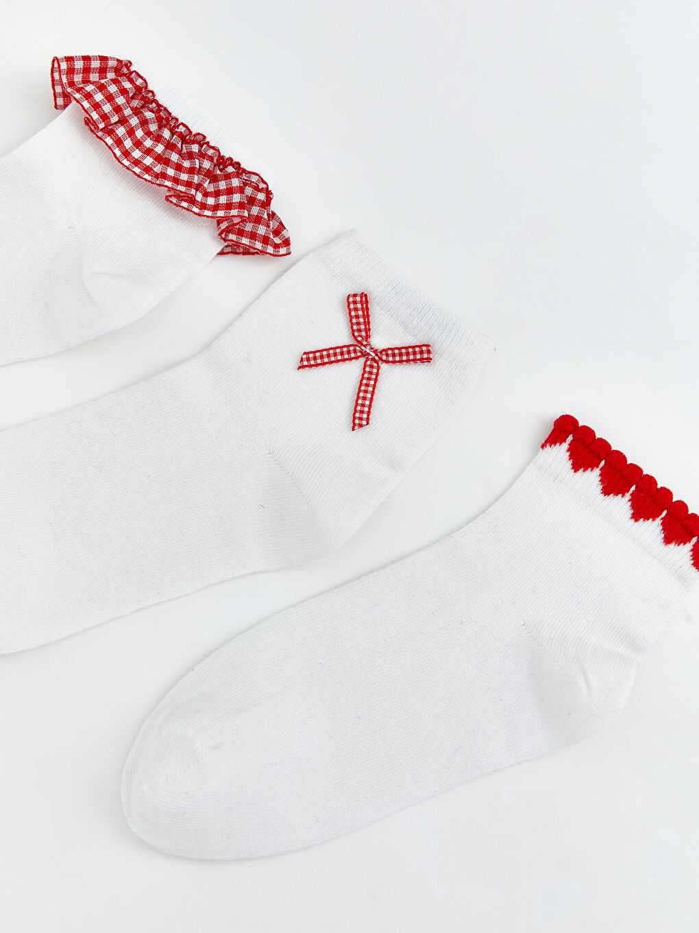 Beyaz Kız Çocuk Patik Çorap 3'lü-1