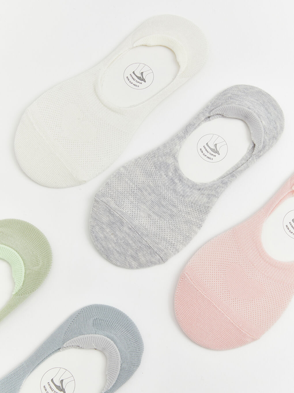 Ekru Kaymaz Topuk Kadın Babet Çorap 5'li-1