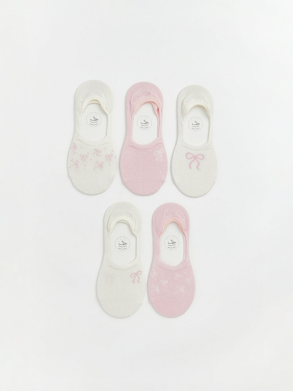 Beyaz Kaymaz Taban Kadın Babet Çorap 5'li