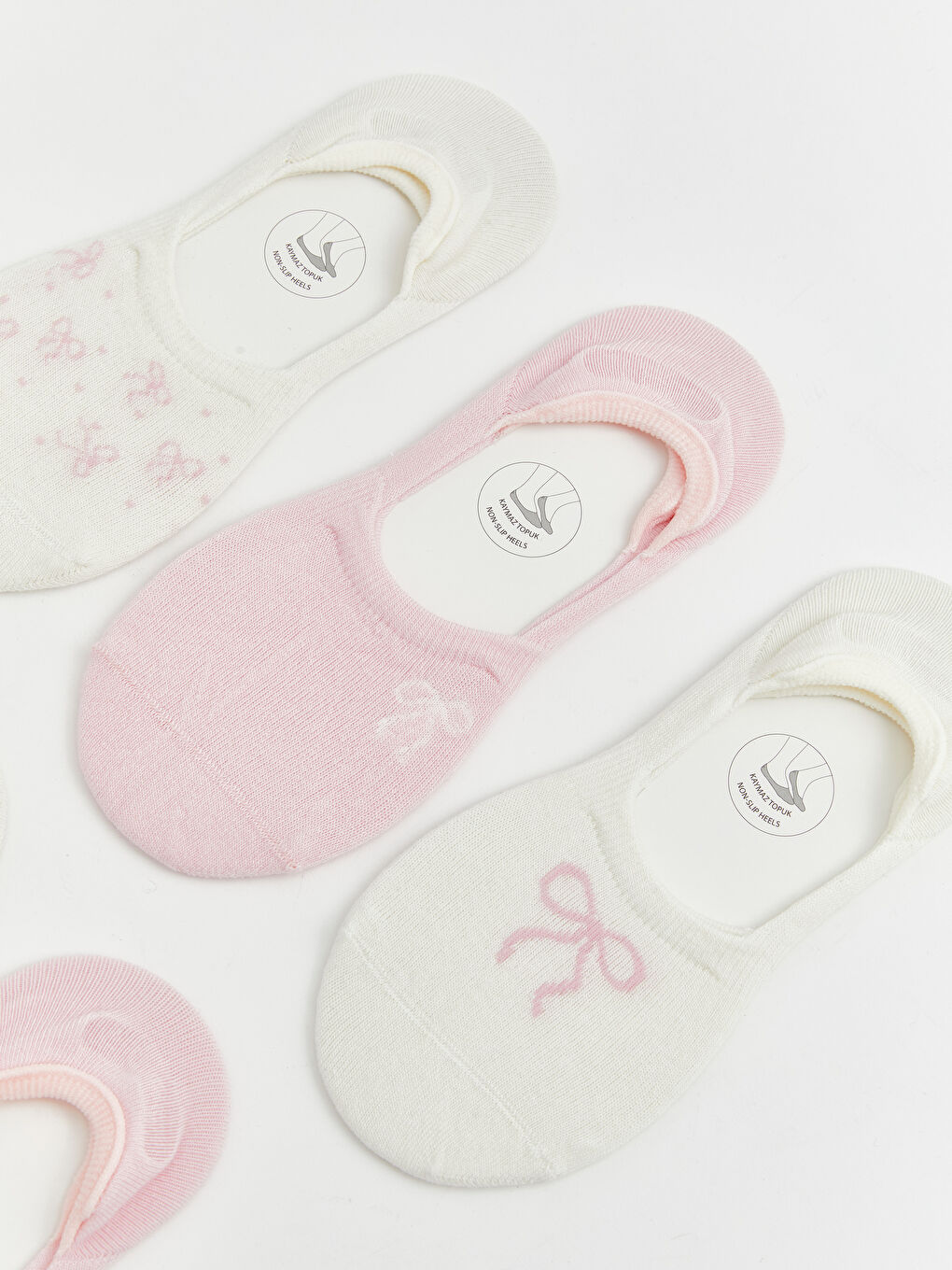 Beyaz Kaymaz Taban Kadın Babet Çorap 5'li-2