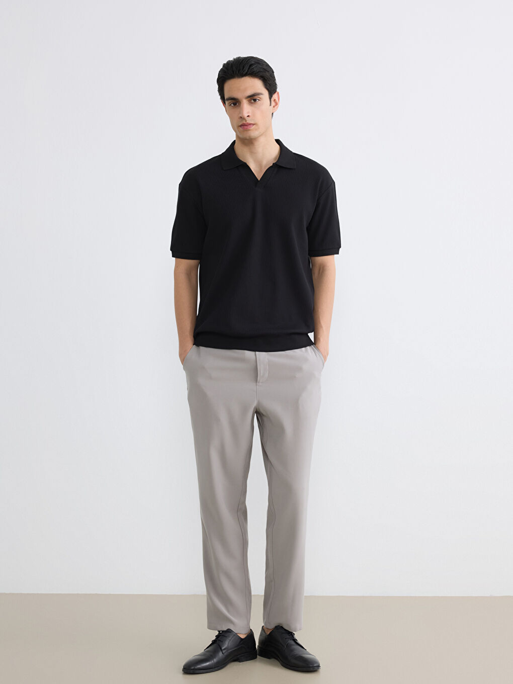 Siyah Polo Yaka Erkek Tişört-1